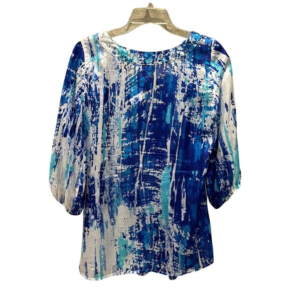 Soft Surroundings Pre loved like new 100% Silk print beaded Blouse very stylish. - Picture 6 of 9